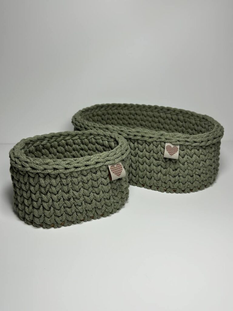 Handcrafted Crochet Basket - Olivine Color